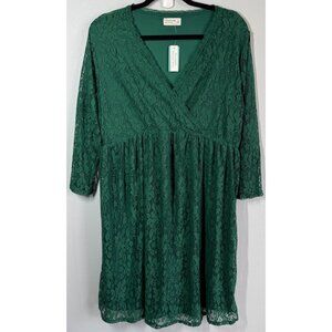 Maurices Womens Lace Babydoll Maternity Dress XL Green Mini Party Holiday Event